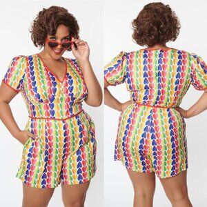 Unique Vintage Rainbow Heart Romper